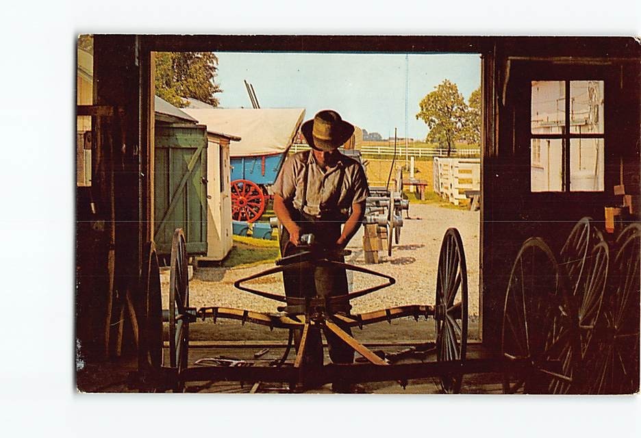 Postcard Amish Carriage Maker Pennsylvania USA
