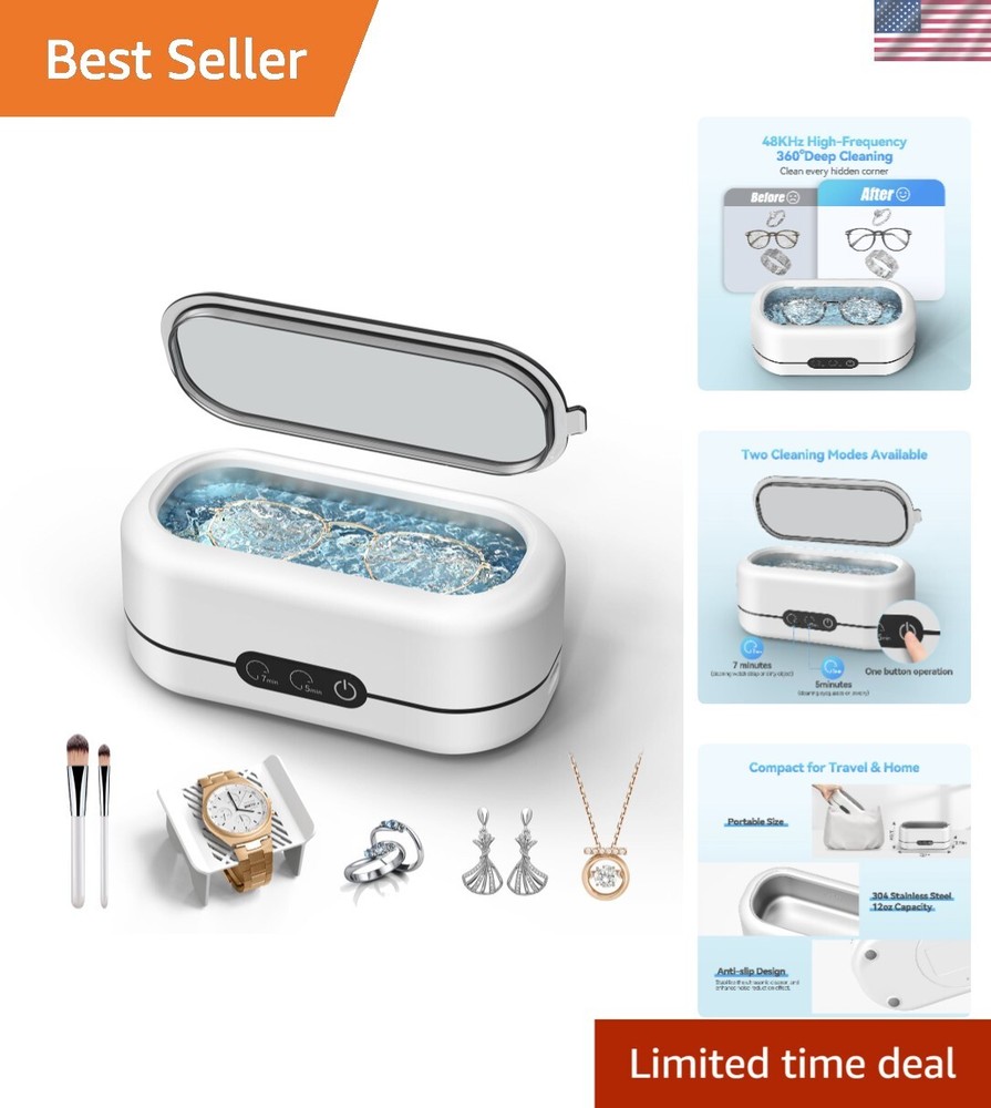 48KHz Ultrasonic Jewel Cleaner for Rings Eyeglasses Watches and More Separrnt48
