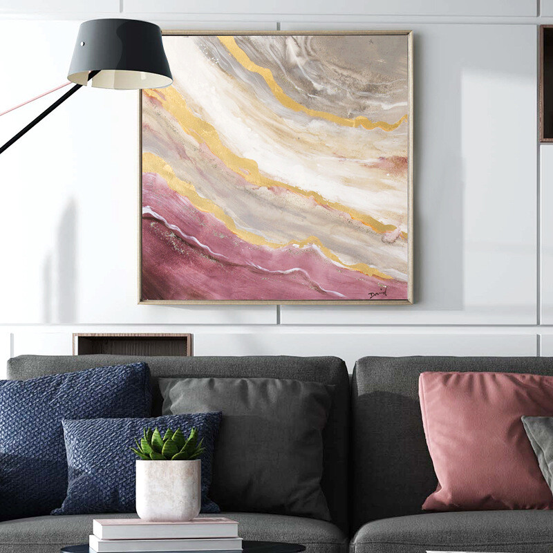 Hand Painted Colorful Flowers Oil Painting Abstract Decorative Wall Art B