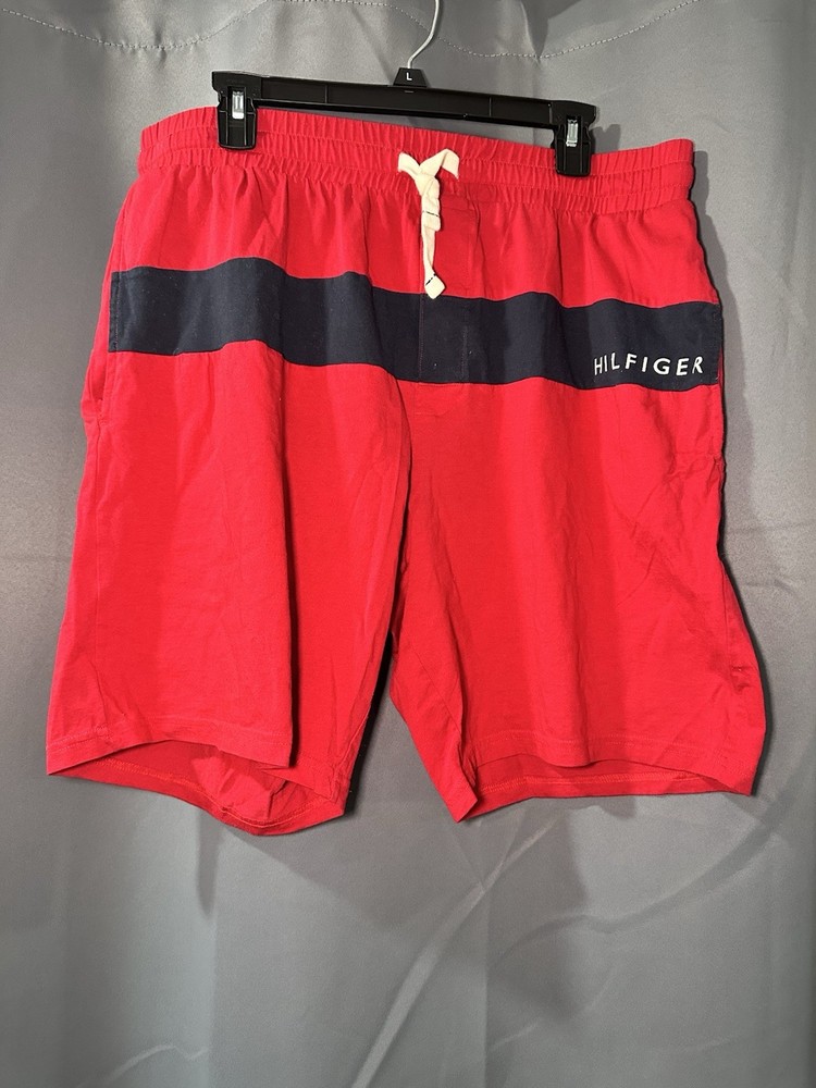 TOMMY HILFIGER Men's Modern Shorts Casual Wear Sleepwear Red - Size Large