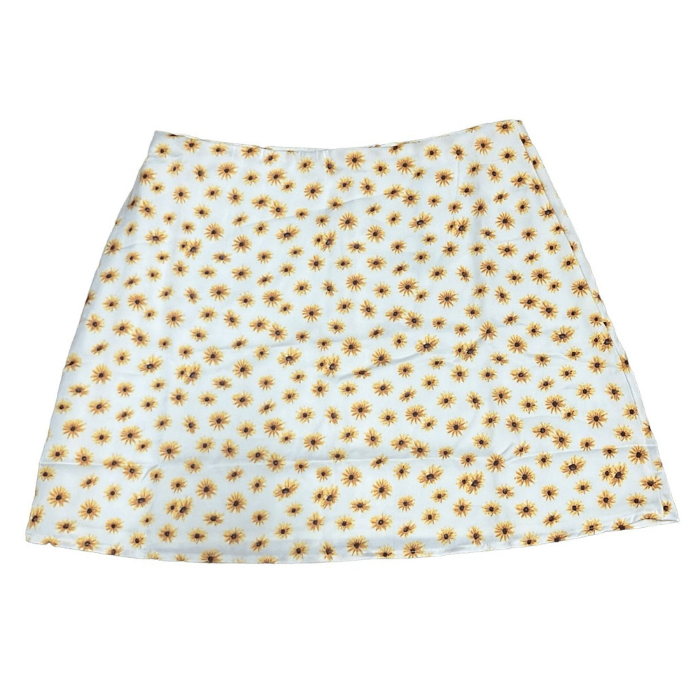 Revolve Weworewhat Ivory Yellow Ditsy Daisies Mini Slip Skirt Lined Medium NWT
