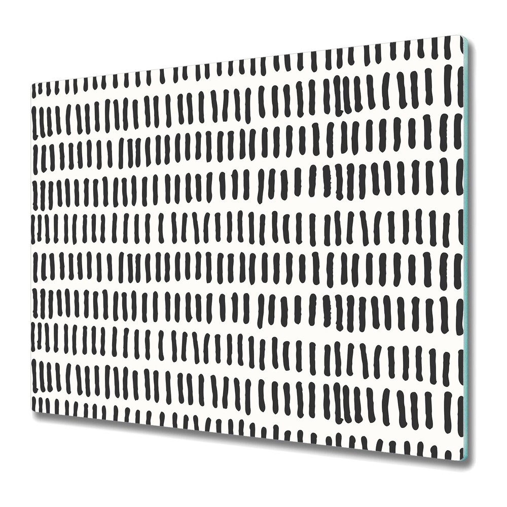 Serving Chopping Board Glass Cover Abstract lines grey and white 60x52