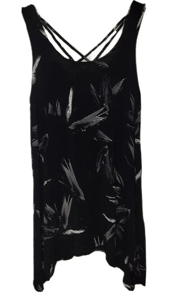 APT 9 Black Floral Scoop Neck Tank Top Shirt Women's Size XS