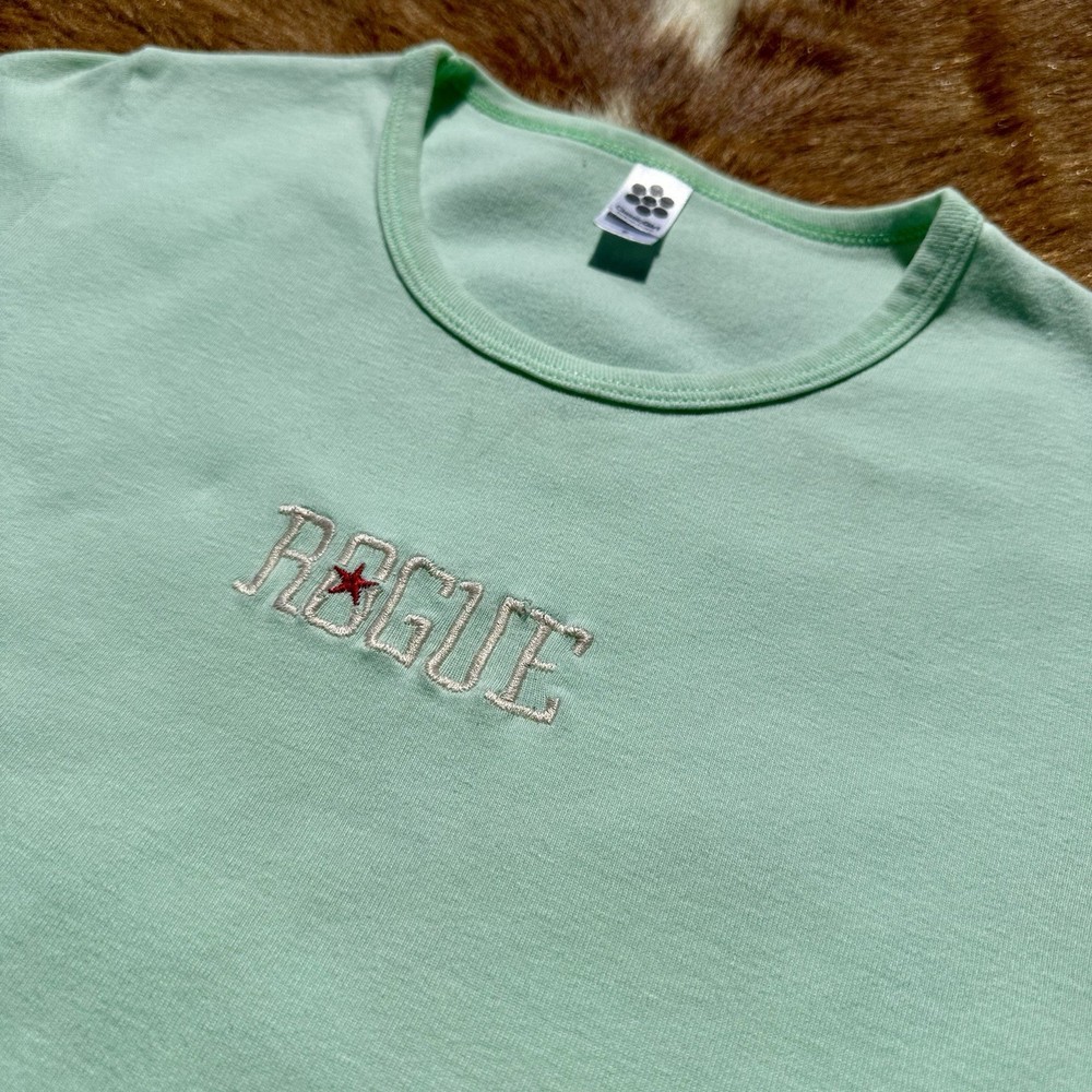 American Apparel Classic Girl ROGUE Baby Tee Shirt Mint Star S Made USA Cute T