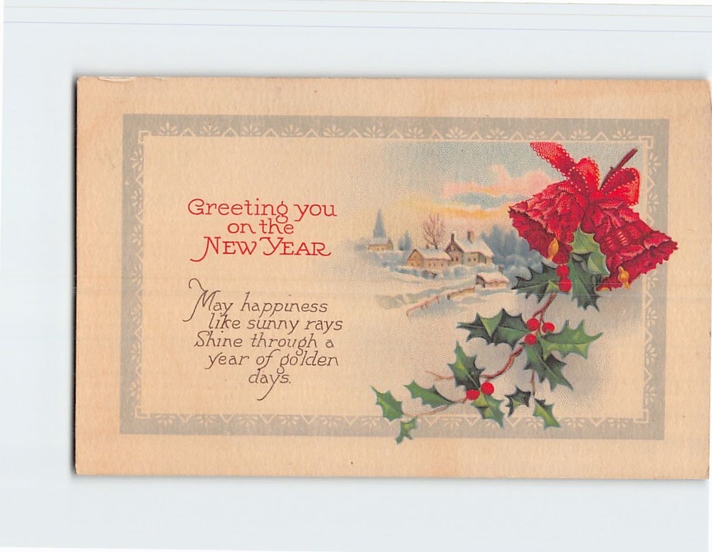 Postcard Winter Scene and Holiday Art Print New Year Greeting Card