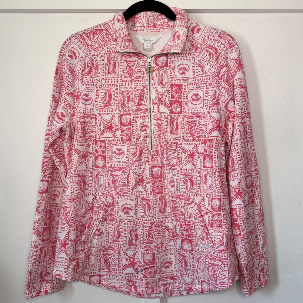 Lilly Pulitzer UPF50+ Skipper Popover Mizner Red Seaside Harbour Size Medium