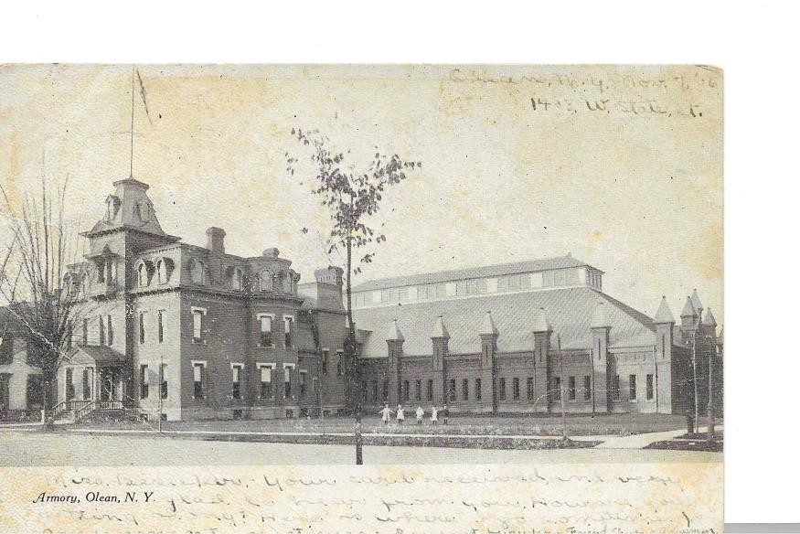 Vintage Undivided Postcard Armory Olean NY PM 1906 007027