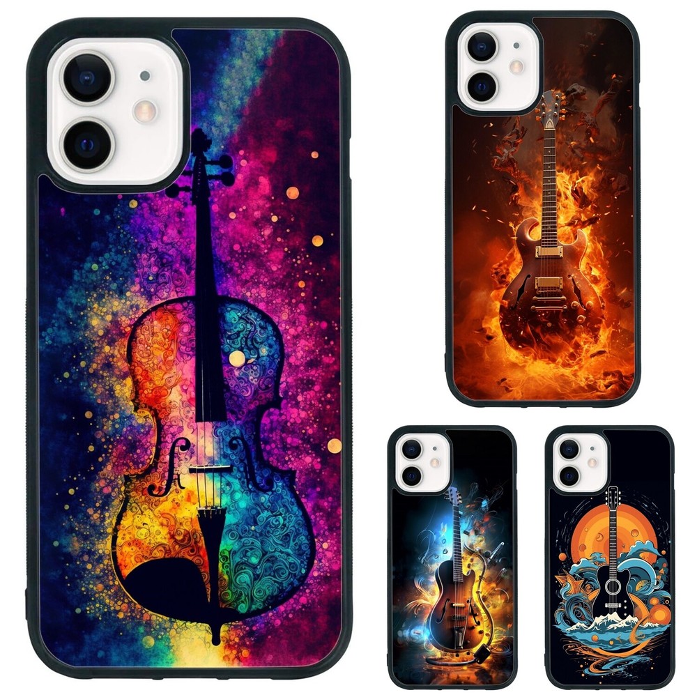 art guitars neon For iPhone XS XR 6 7 8 Plus SE 2nd 3rd Anti scratch Cover