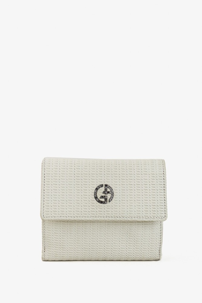 Giorgio Armani faux leather compact wallet with crystal logo