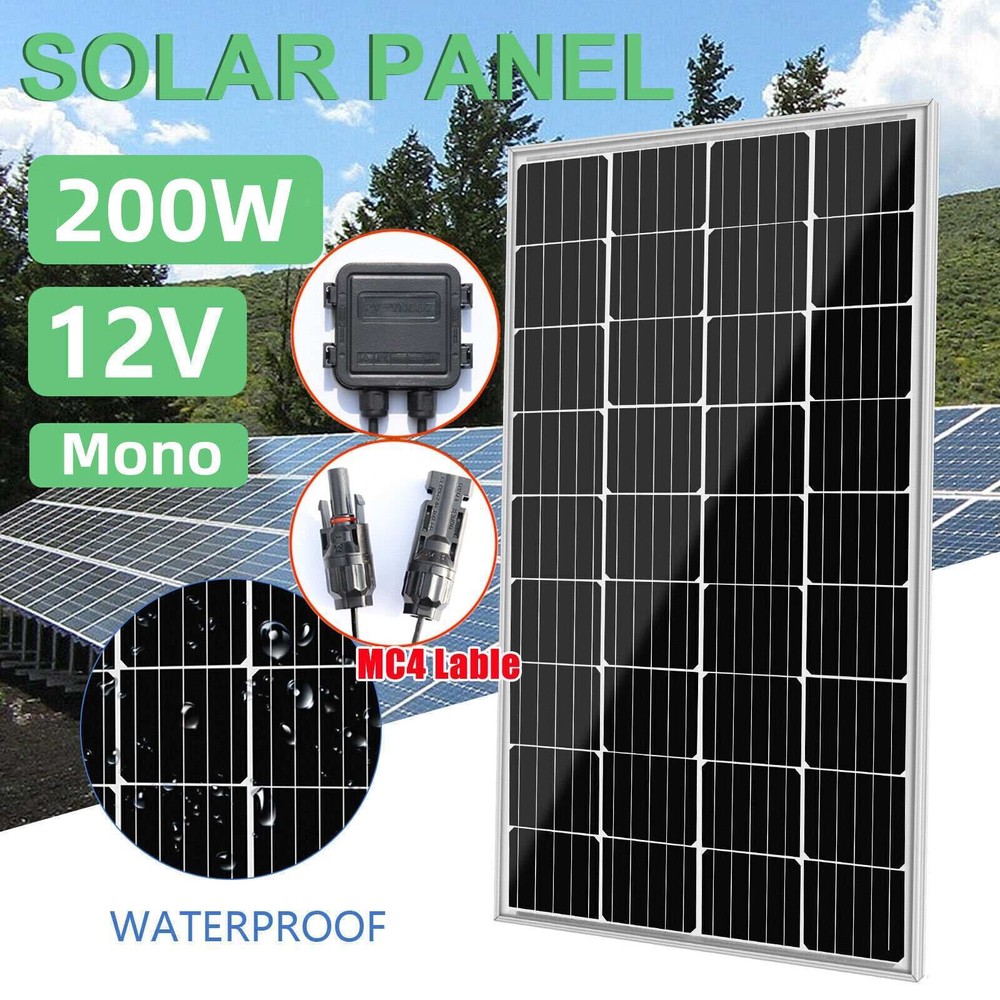 Solar Panel 200W 12V 23% High Efficiency Mono PV Module Power Charger for RV