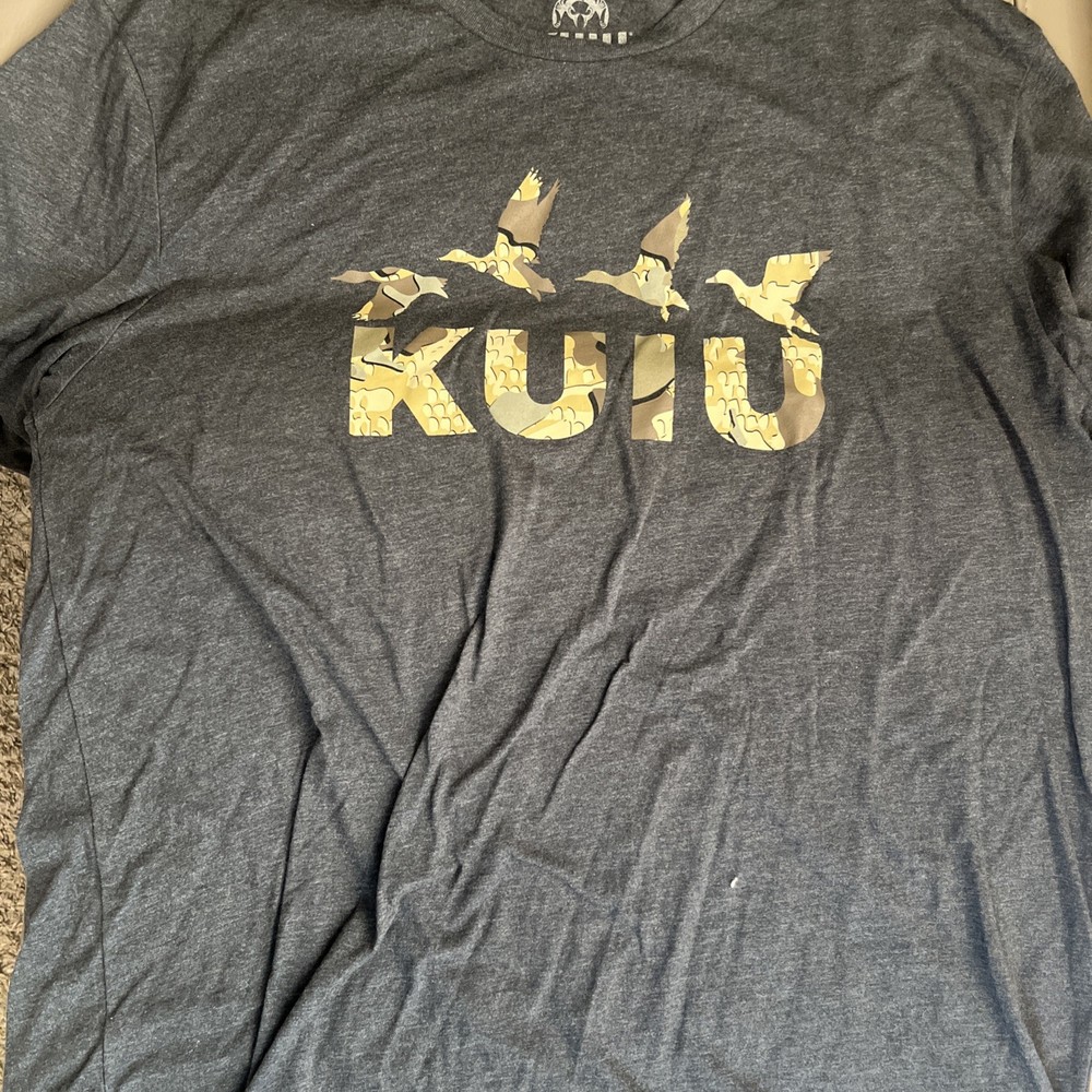 KUIU Logo T Shirt Mens XLarge Slim Gray Camo long Sleeve Outdoor Hunting Casual