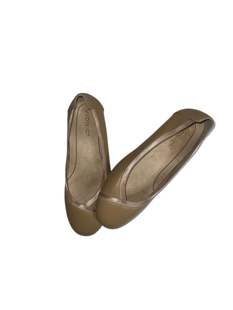 Vionic Women's Tan Caroll Leather Ballet Flats Sz 7.5