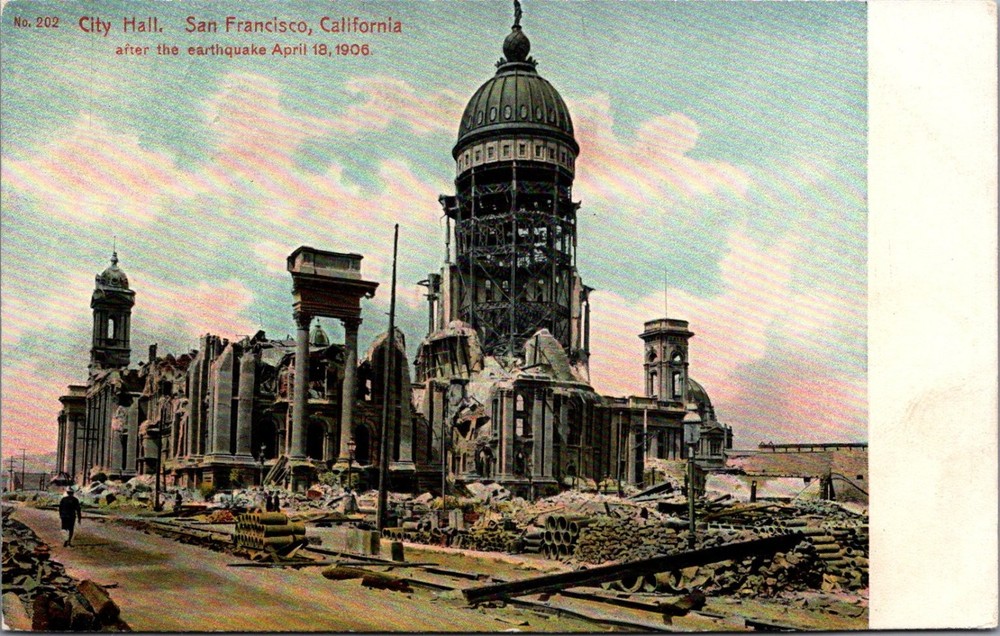 1906 San Francisco City Hall Ruins Earthquake Postcard Chas Weidner