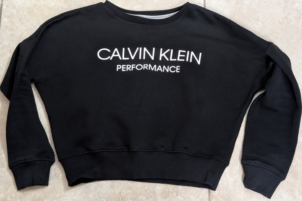 Calvin Klein Performance Women's Black Pullover Sweatshirt Logo Crew Neck M