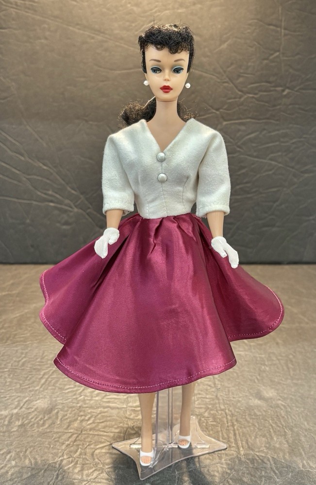 Vintage Barbie Clone Premier Togs #36 Maroon Satin & Velvet Dress
