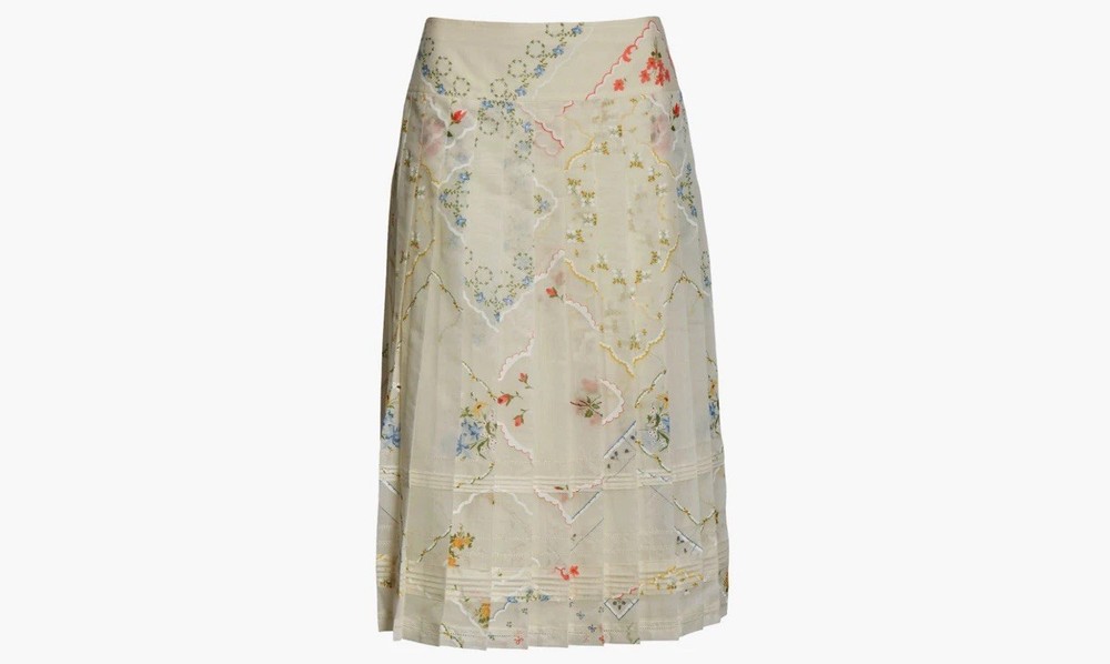Tory Burch Carmine Skirt Cotton-Silk Blend Size 8 Pleated Feminine Coastal NWT