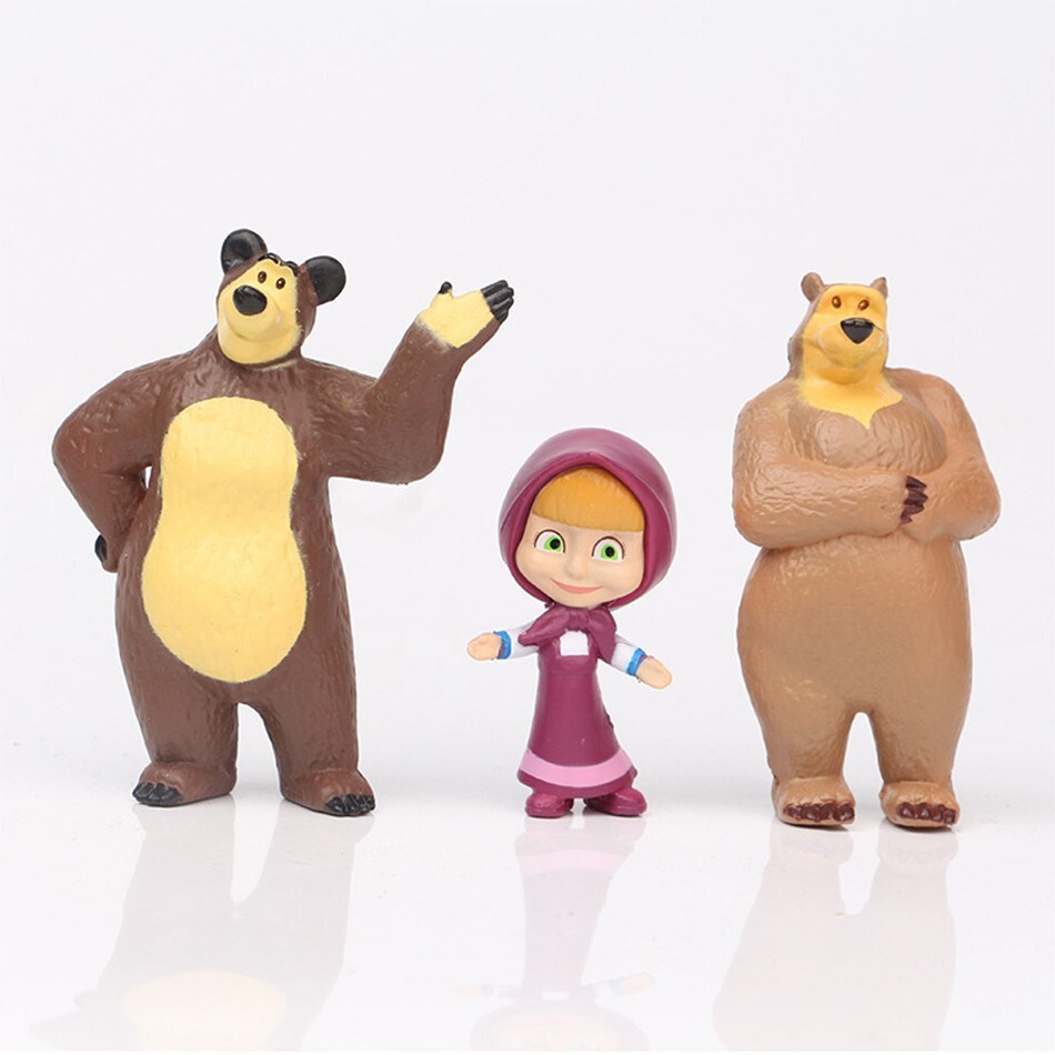 Masha and The Bear Action Figures Set 10 PCS Party Toys Dolls Gift Cake Toppers