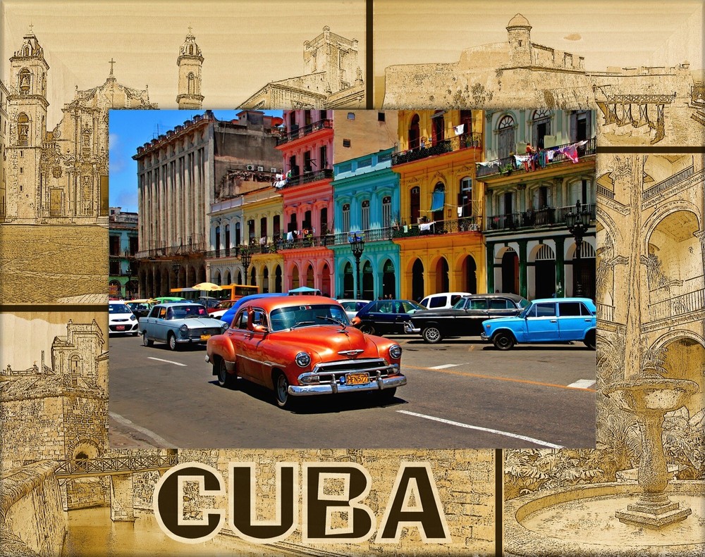 Cuba Laser Engraved Wood Picture Frame Landscape (4 x 6)