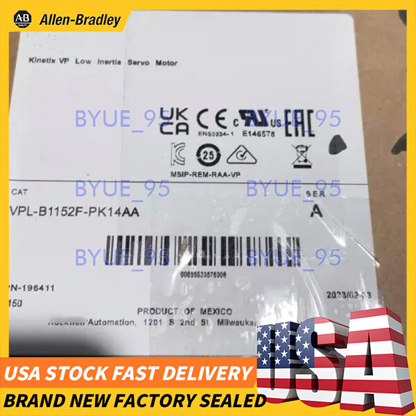 Allen Bradley VPL-B1152F-PK14AA Brand New 480V AC Kinetix VP Servo Motors
