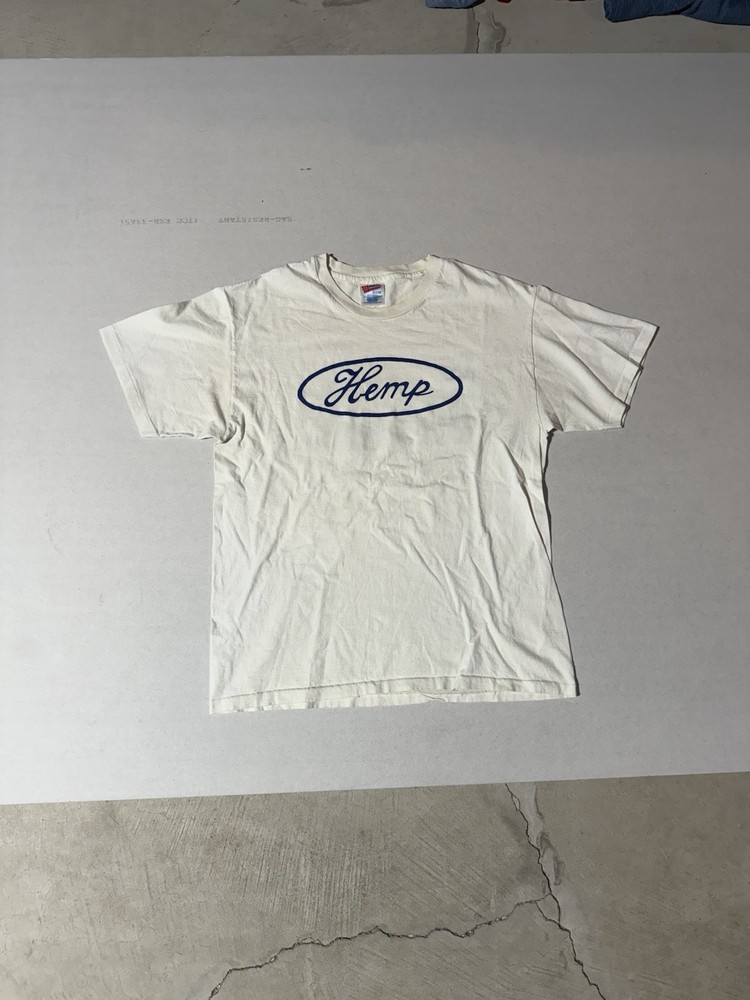 Rare Vintage Hemp Ford Logo Weed Shirt 90s Size Large Made In USA Back Print