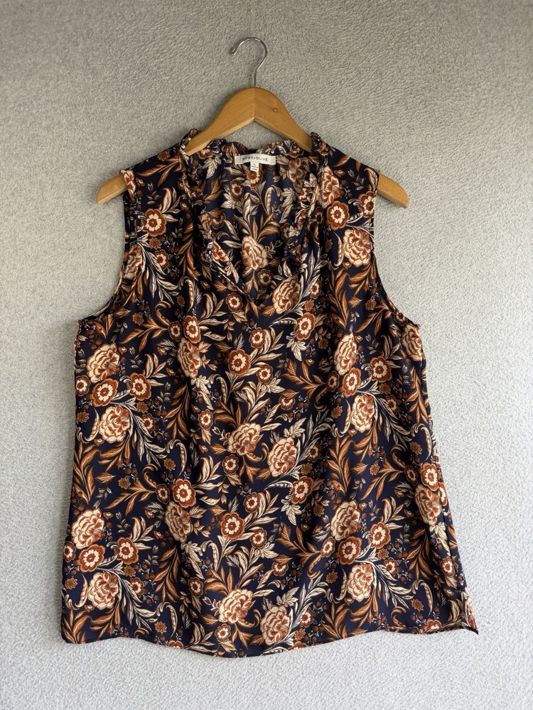 Rose & Olive Anthropologie Top Womens XL Floral Sleeveless Boho Cottagecore