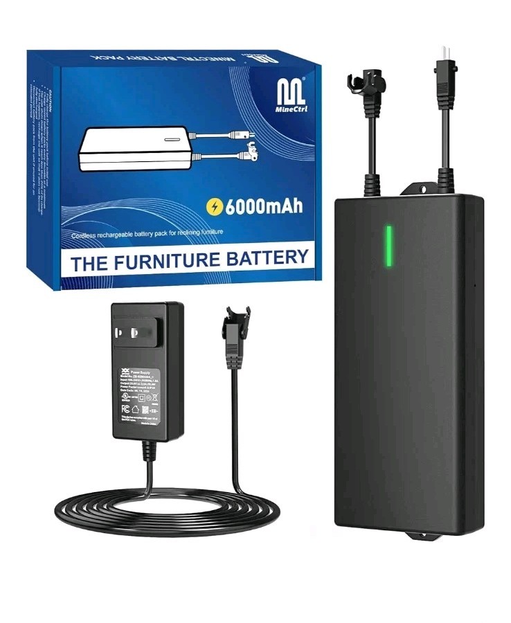 6000mAh Wireless Power Recliner Battery Pack 2-Pin Connector for Sofa Couch