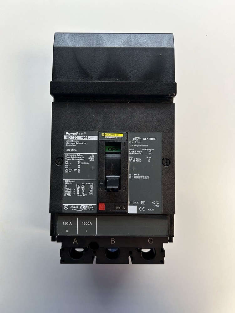 Square D HDA36150 I-Line Circuit Breaker 150A 3P 600V 3PH HDA 150 Amp 3 Pole New