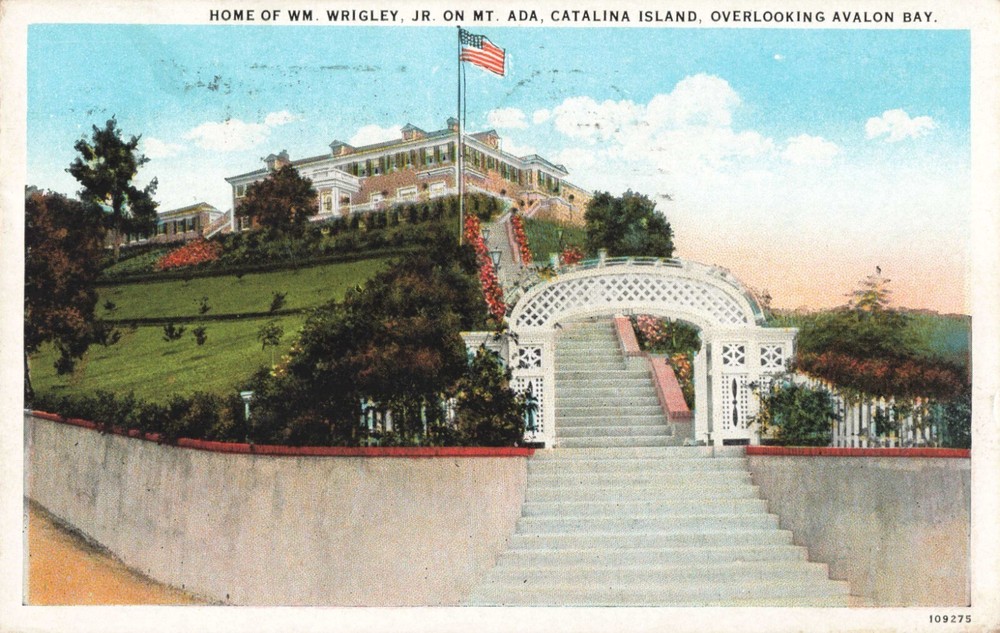 Catalina Island California, William Wrigley Jr Home, Mt. Ada, Vintage Postcard