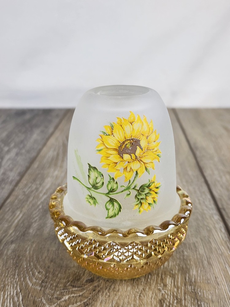 Marigold Carnival Satin Glass Sunflower Fairy Lamp - 4