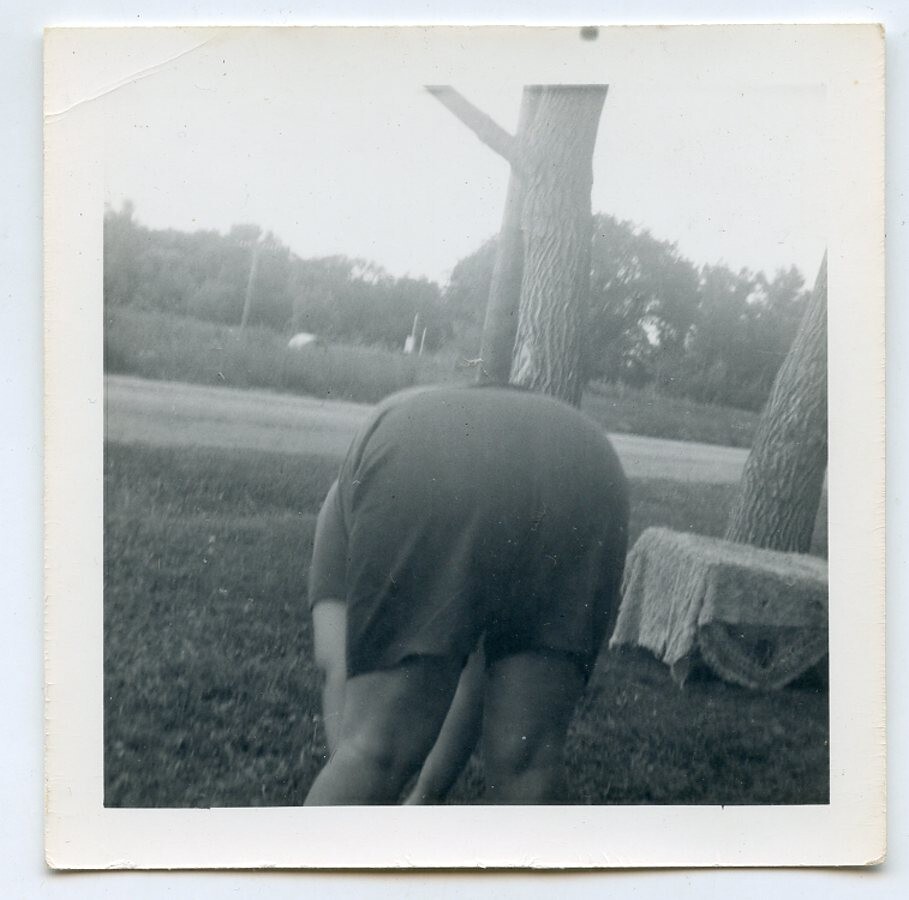 Woman Bending Over Big Butt in Camera Vintage 1950s Snapshot Photo