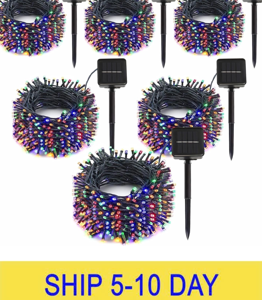 6-Pack 600 LED Solar String Lights 236Ft Outdoor Christmas Decor