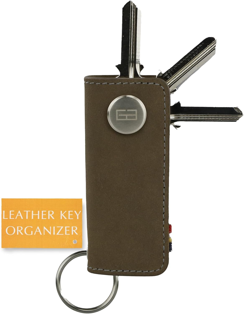 Leather Key Organizer, Compact Key Holder with Key Chain, Pocket Key Holder for
