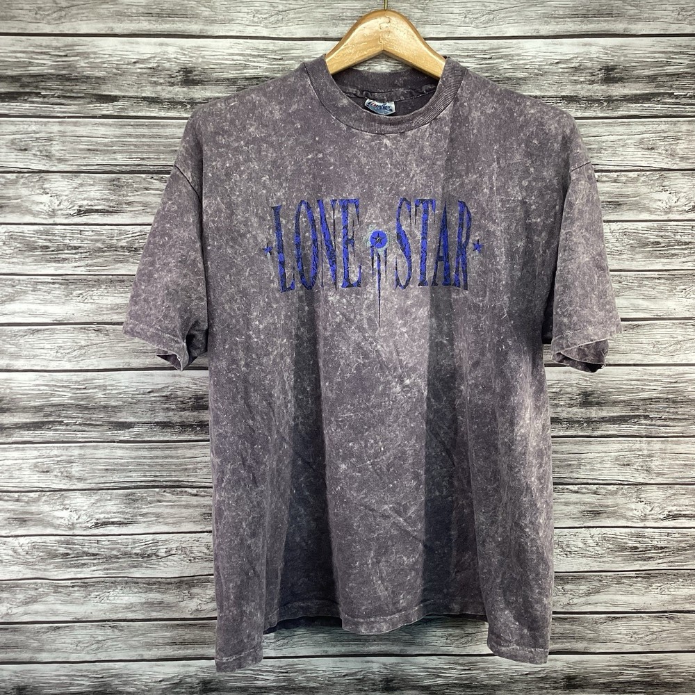 Vintage Lone Star Shirt Mens XL Gray Texas Tie Dye Graphic Tee 90s