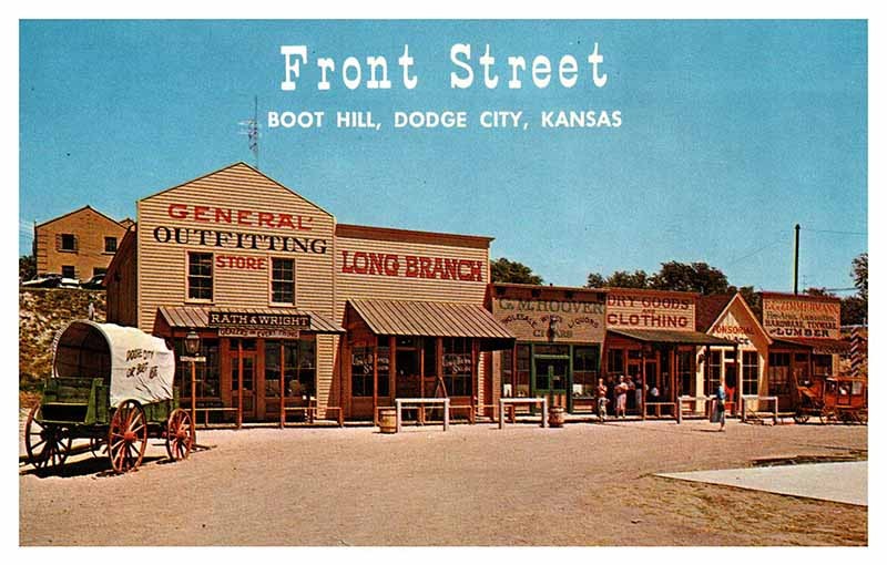 Postcard SHOPS SCENE Dodge City Kansas KS m/09 AR5346