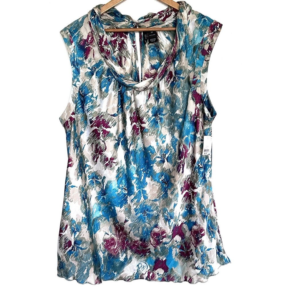 New Directions Plus Shirt Women’s 3X Geometric Boho Sleeveless Lightweight Top