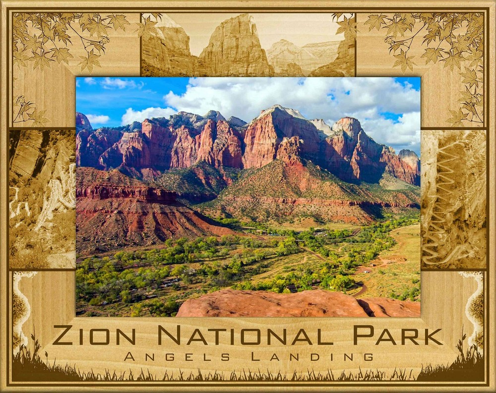 Zion National Park Angel's Landing Utah Laser Engraved Wood Picture Frame (4x6)