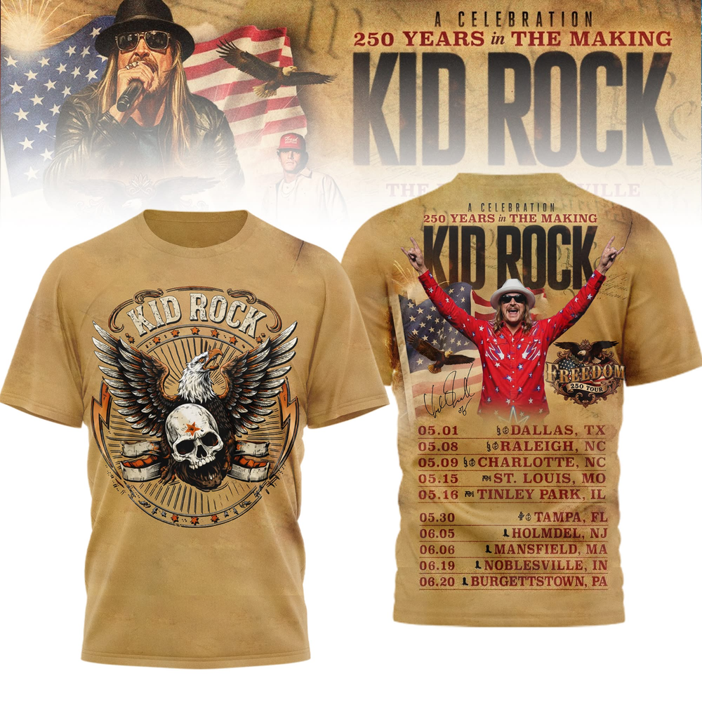 Kid Rock Tour TShirt, Loop Tour 2026 All Over Shirt - Size S to 5XL