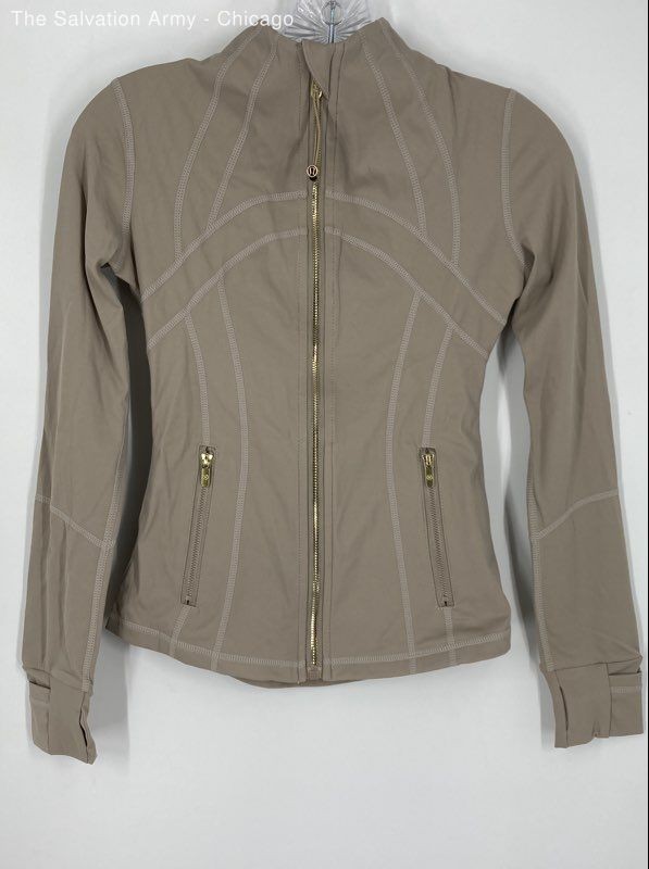 Lululemon Womens Khaki Long Sleeve Pockets Full-Zip Define Jacket Size 2