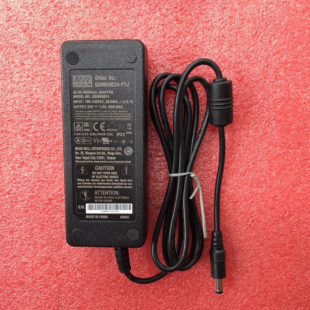 Meanwell GSM60B24-P1J 24V 0.5A AC-DC Medical Grade Power Adapter-image