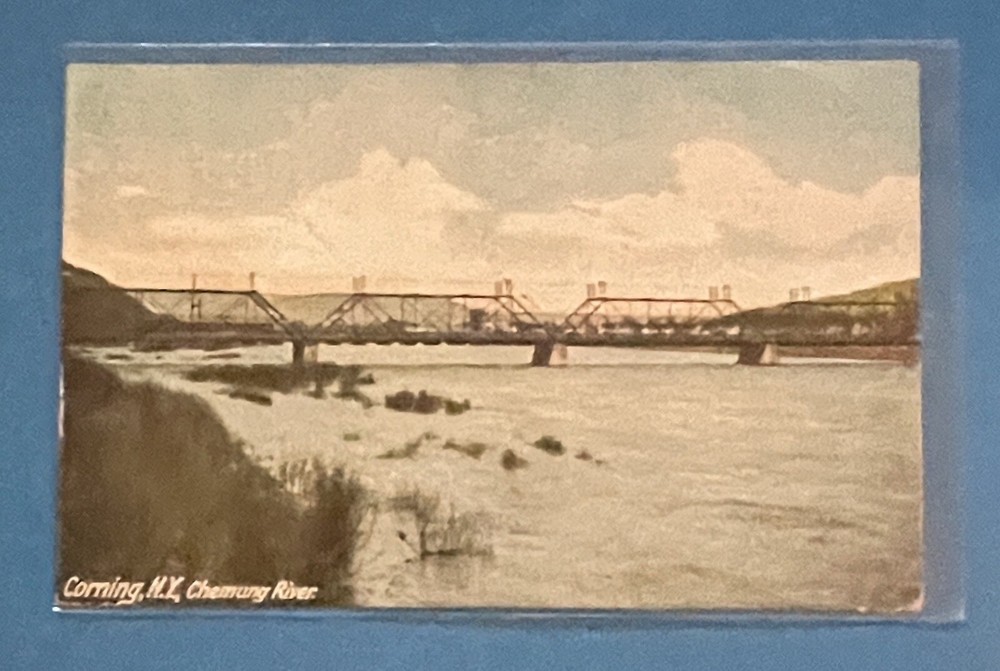 1908 Chemung River NY Central Railroad Bridge Corning New York NY Postcard