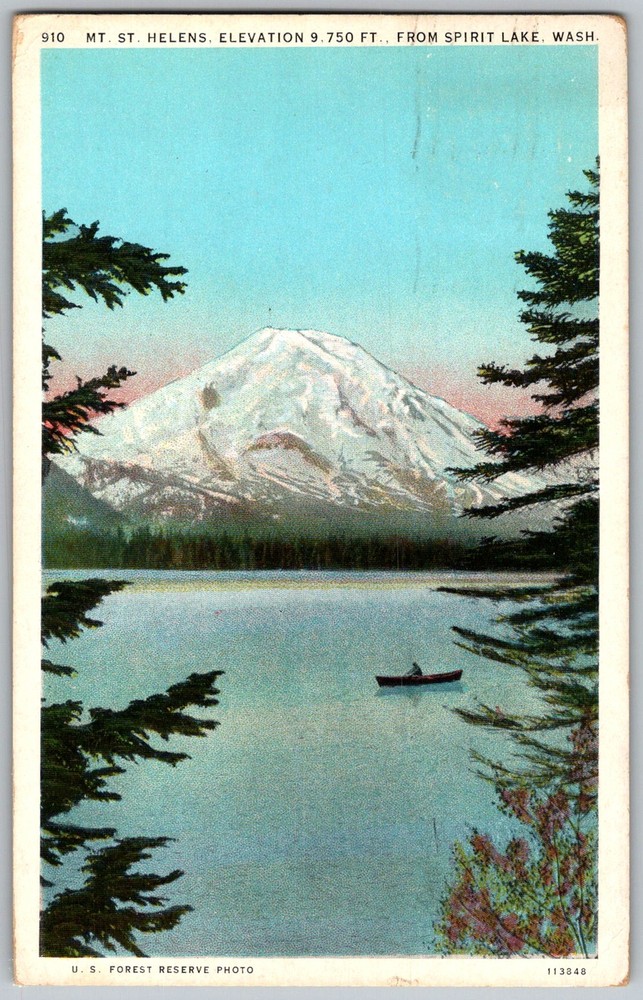 Vtg Postcard MT St Helens Lake Spirit Lake, WA 1930s