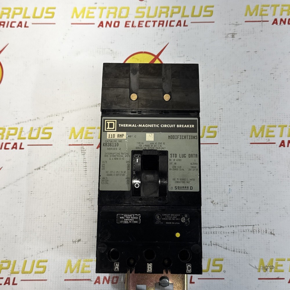 💥Square D 110 Amp I-Line Circuit Breaker 3 Pole 600 Vac / 250 Vdc Ka36110