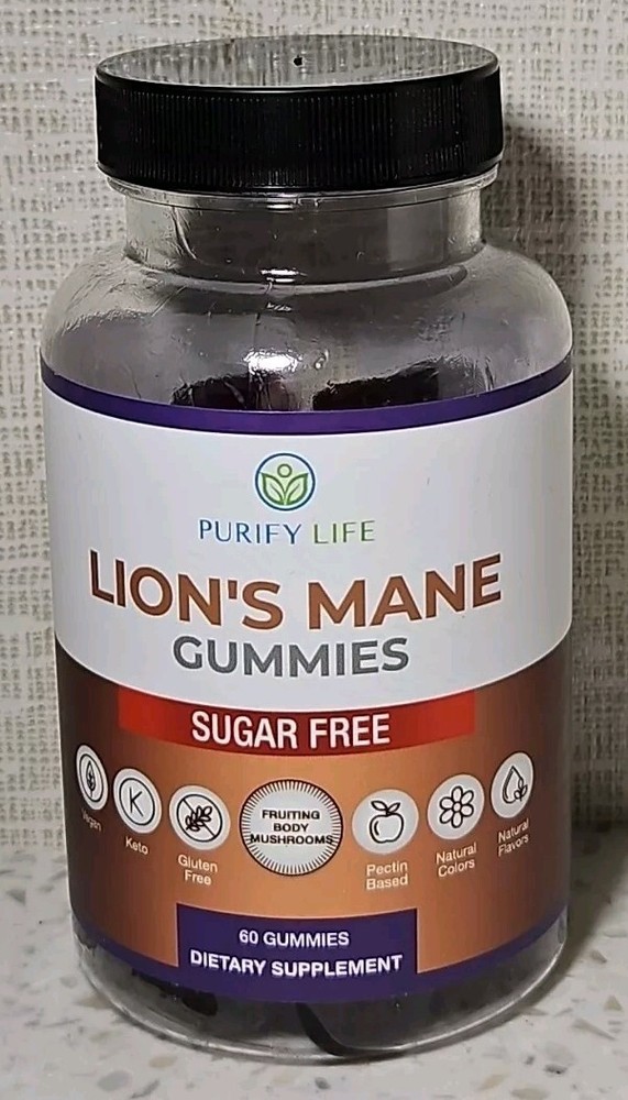 Sugar-Free Lion's Mane Mushroom Gummies 60ct – Supports Focus & Clarity – Exp 02/2026  