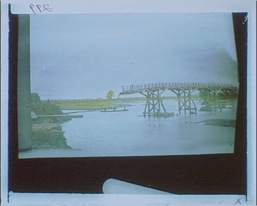 Travel views,water bodies,bridges,structures,boats,Japan,Arnold Genthe,1908