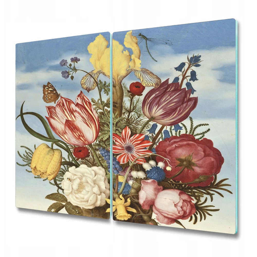 Glass Worktop Saver Kitchen Colourful Oil Painting Nature Floral Flowers 2x30x52