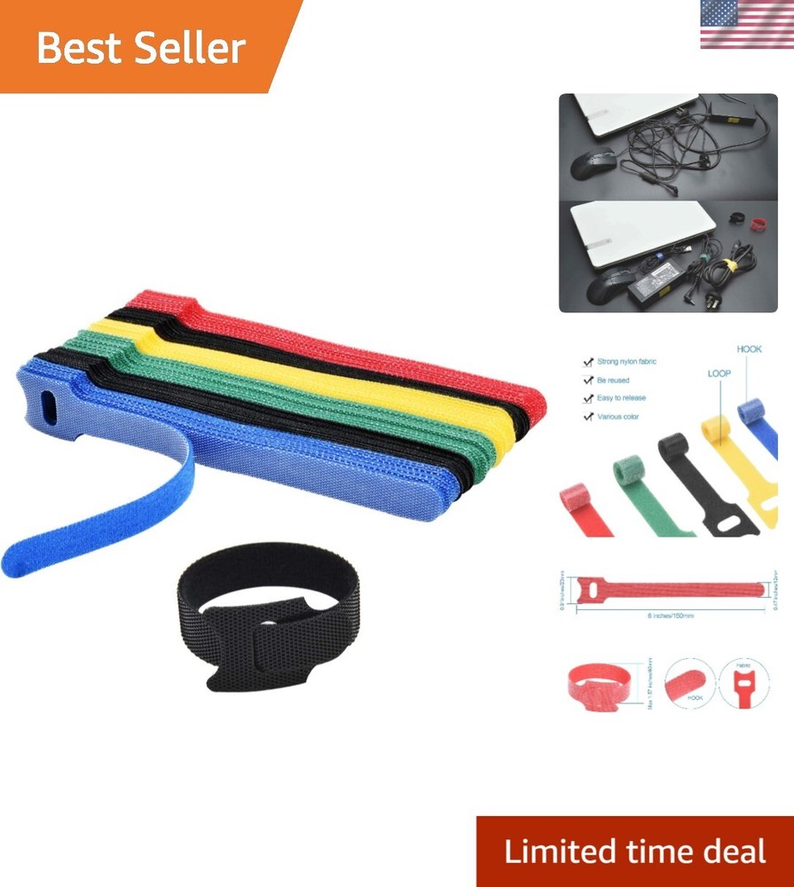 Durable 60PCS Reusable Microfiber Cable Ties - 6-Inch for Indoor & Outdoor Use