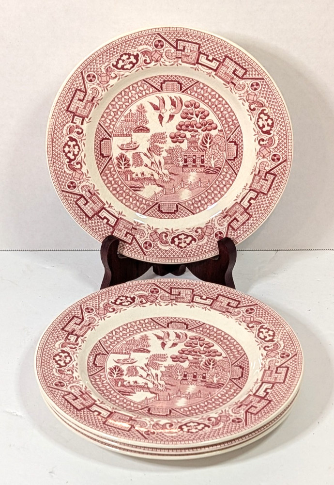 Swinnertons Red Old Willow Staffordshire England Set 2 Side /Bread Plates 6.5