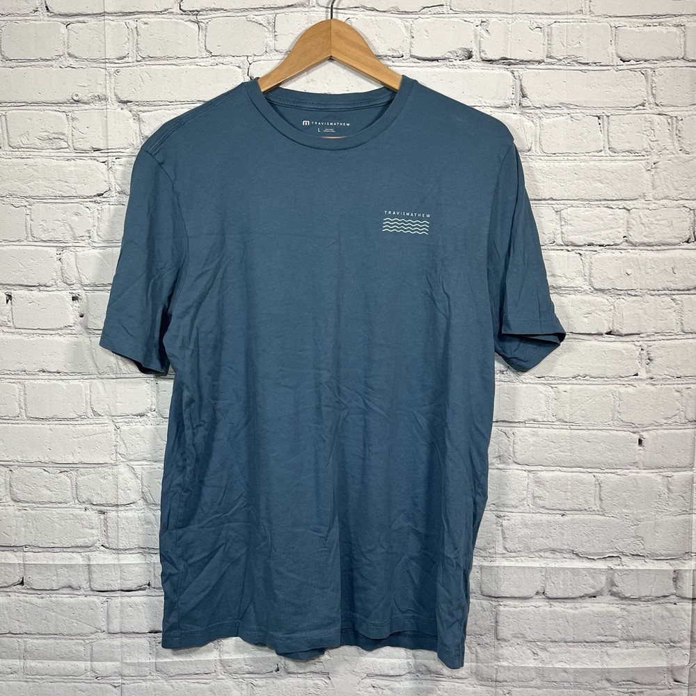 Travis Mathew Best Behavior T Shirt Mens Size Large Blue Short Sleeve