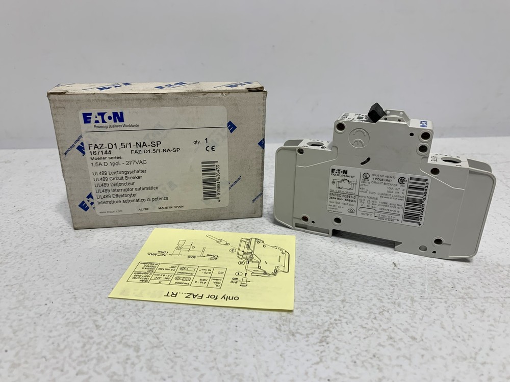 Eaton FAZ-D1.5/1-NA-SP Circuit Breaker 1.5A 1-Pole 277VAC