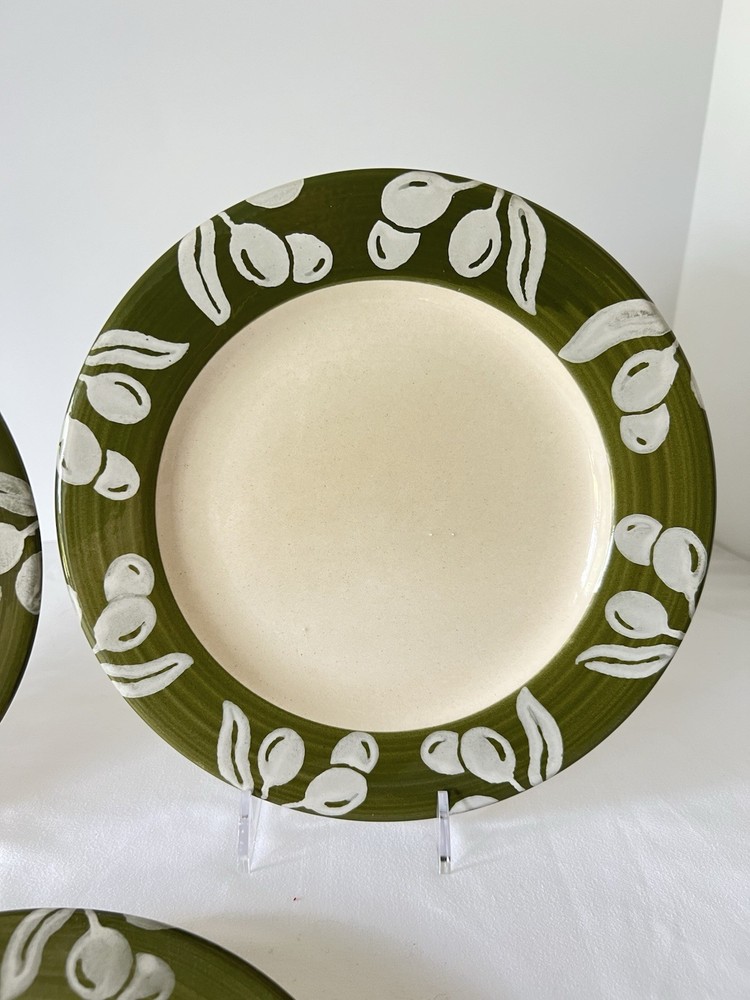 Pier 1 Olives Made In Italy Salad Lunch Plates 8.5”D Set Of 3 Green Ceramic Read